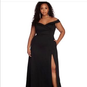 windsor plus lucy formal high slit dress